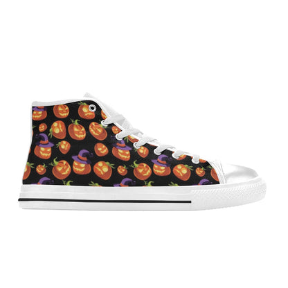 Witch Pumpkin Halloween Print LKS302 Men's High Top Canvas Shoes