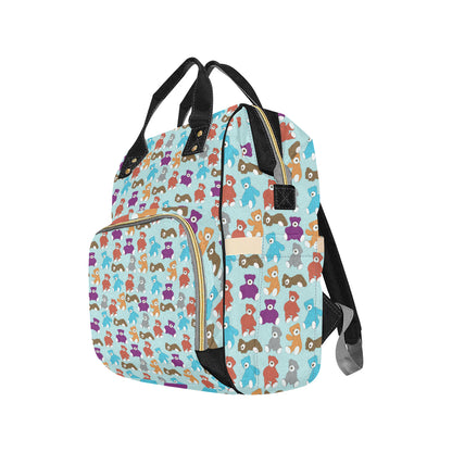 Bear Cute Pattern Print Design 03 Diaper Bag Backpack