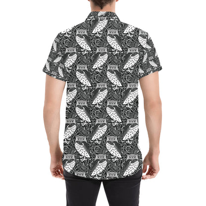 Tribal Pattern Print Design LKS308 Men Short Sleeve Button Up Shirt