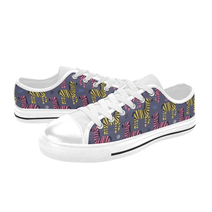 Zebra Print Design LKS303 Women's White Low Top Shoes