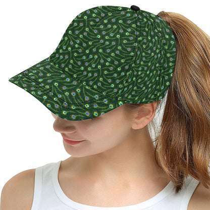 Peacock Feather Green Design Print Snapback Cap