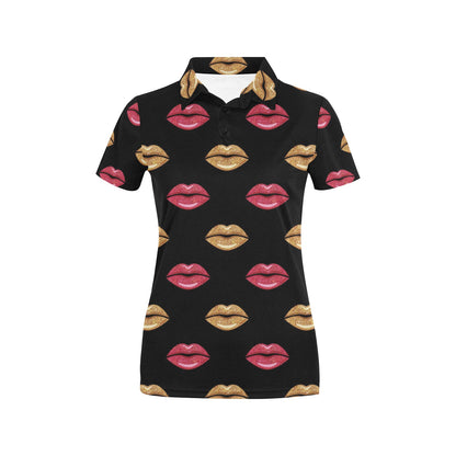 Lip Pattern Print Design 03 Women's Polo Shirt