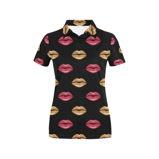 Lip Pattern Print Design 03 Women's Polo Shirt