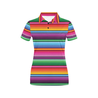Mexican Blanket Colorful Print Pattern Women's Polo Shirt