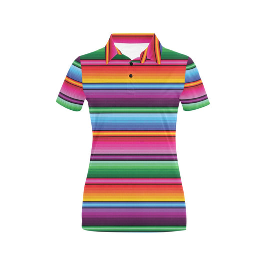 Mexican Blanket Colorful Print Pattern Women's Polo Shirt
