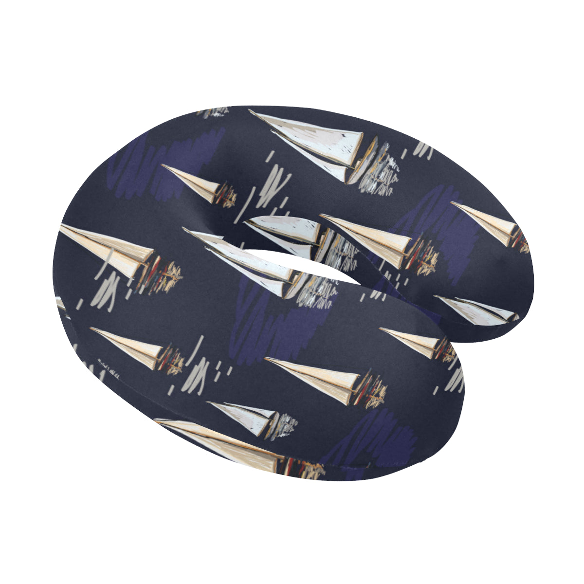 Sailing Ships Pattern Print Design A05 U-Shaped Travel Neck Pillow