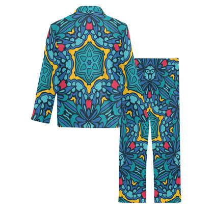 Kaleidoscope Pattern Print Design 04 Men's Long Pajama Set