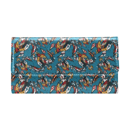 Sea Turtle Tribal Colorful Hand Drawn Women's Trifold Wallet