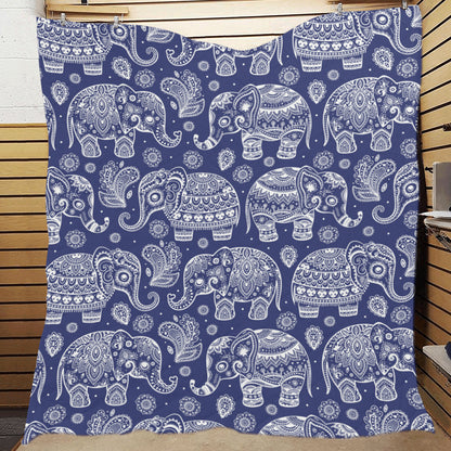 White Elephant Mandala Premium Quilt