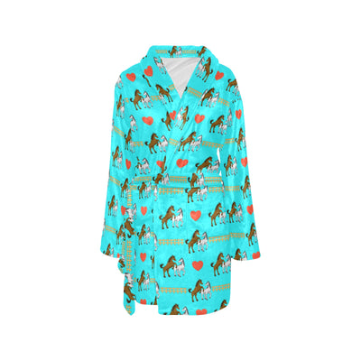 Horse Couple Love Print Design LKS309 Women's Fleece Robe