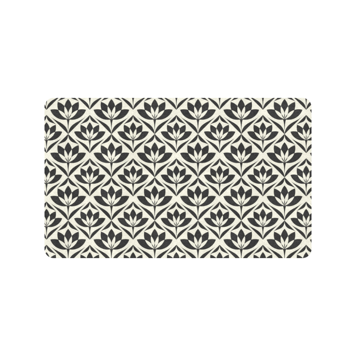 Lotus Pattern Print Rubber Doormat