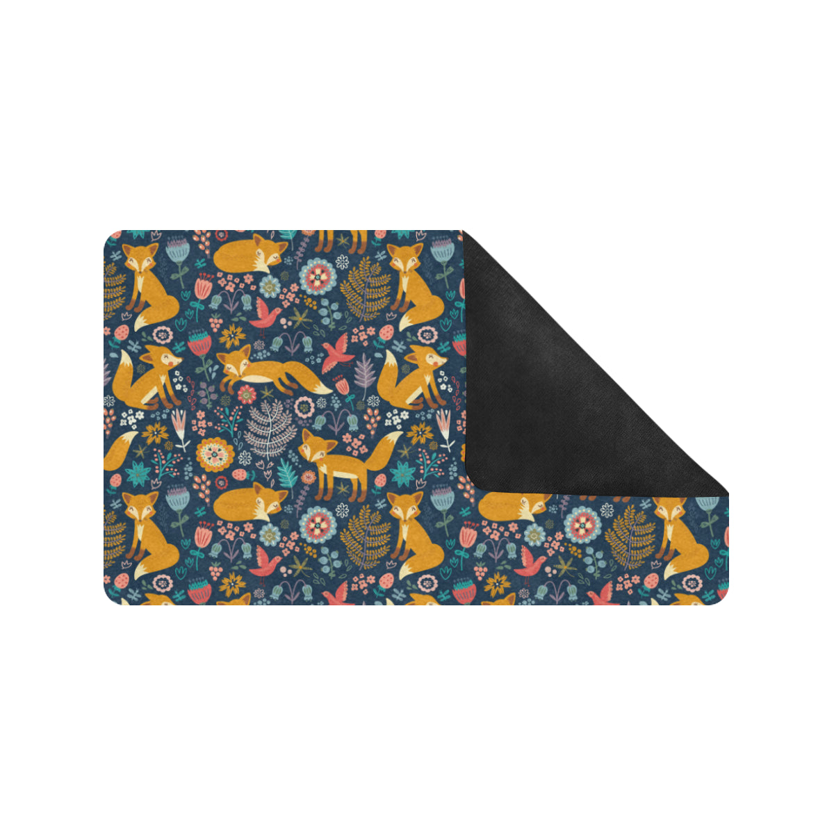 Fox Cute Jungle Print Pattern Rubber Doormat
