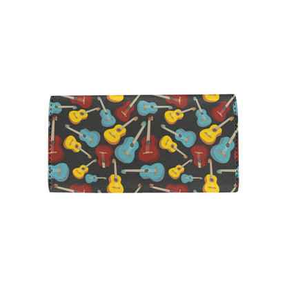 Acoustic Guitar Pattern Print Design 01 Women's Trifold Wallet