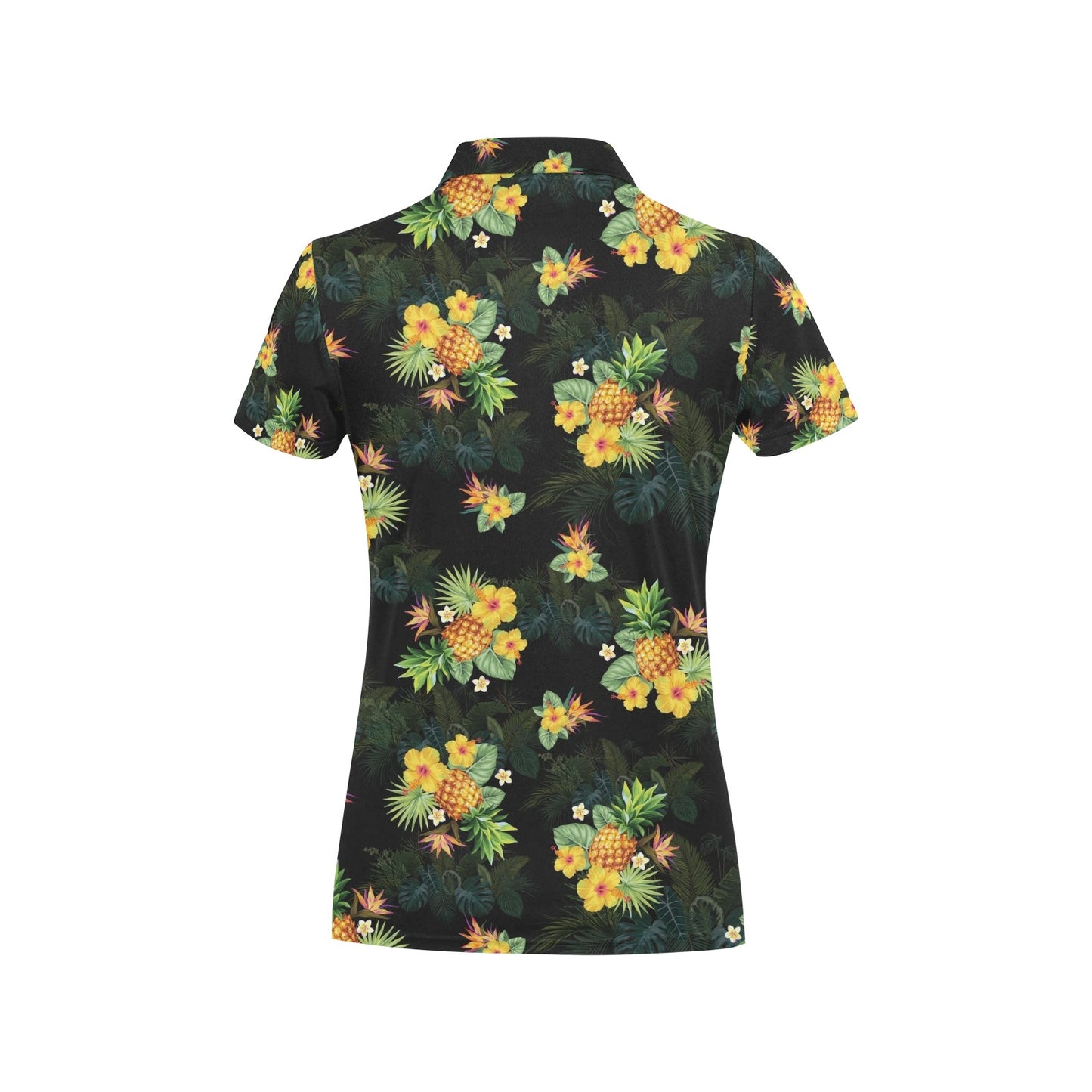 Pineapple Tropical Flower Print Pattern Women's Polo Shirt