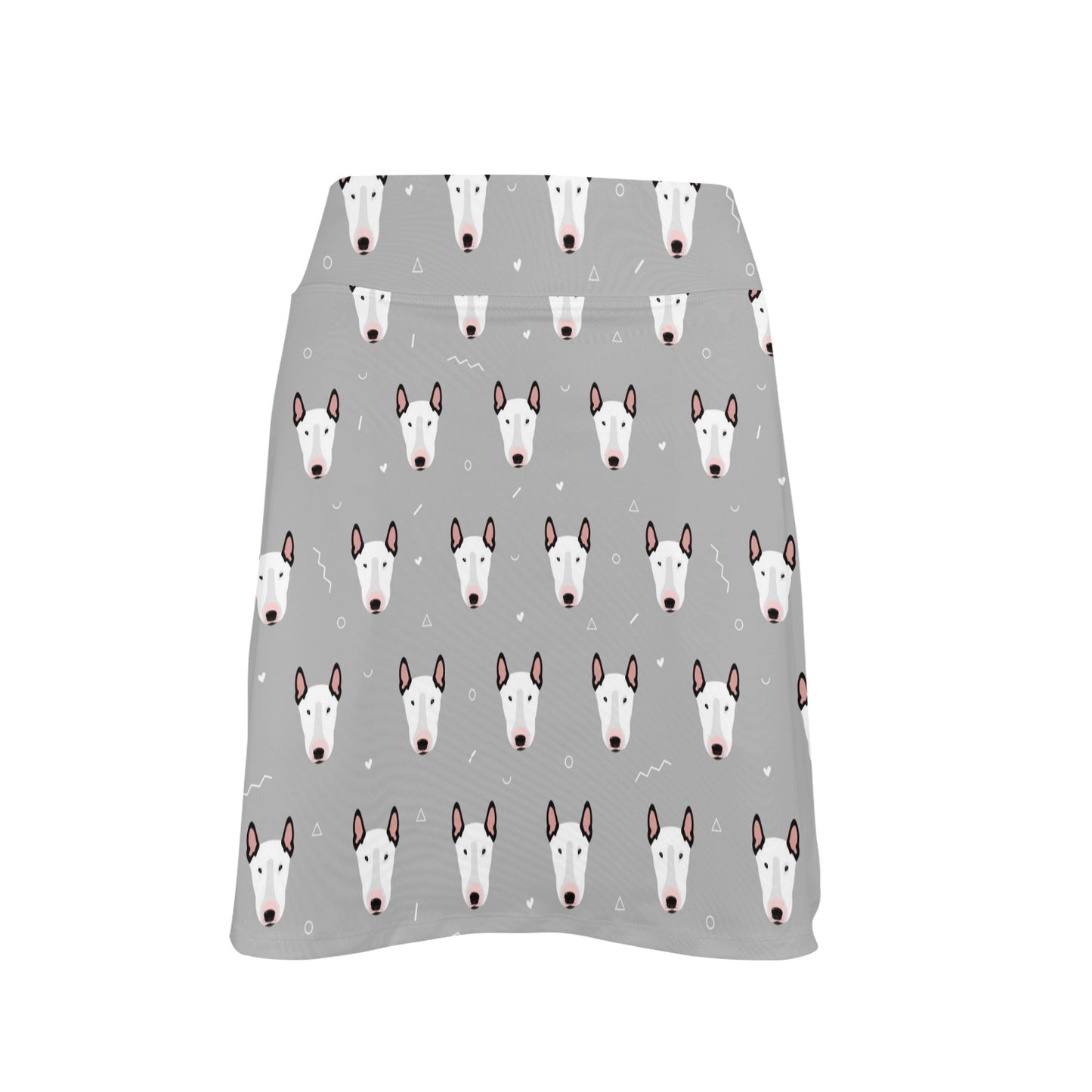 Bull Terrier Head Print Pattern 17" Golf & Pickleball Skort with Pockets