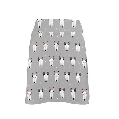 Bull Terrier Head Print Pattern 17" Golf & Pickleball Skort with Pockets