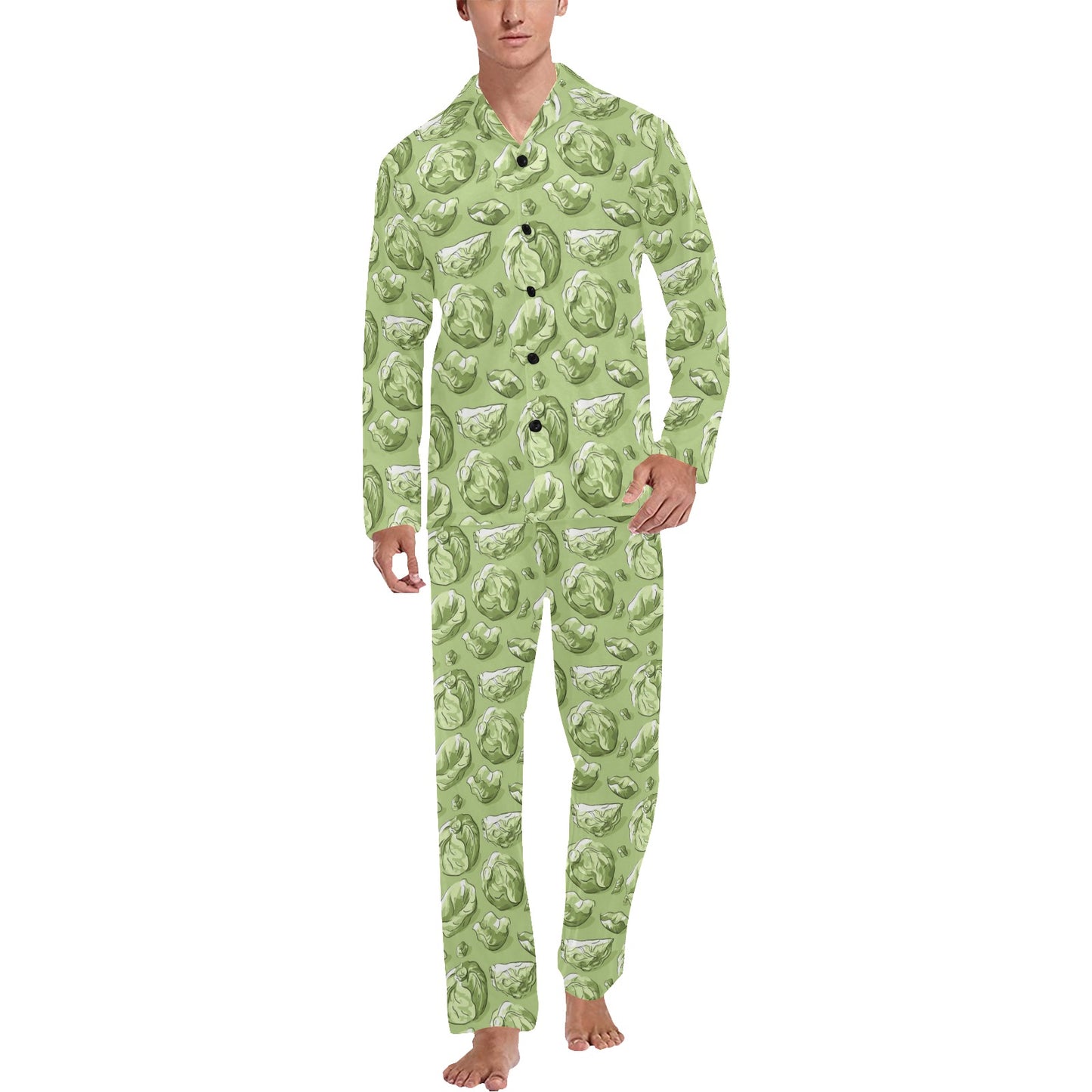 Brussels Sprouts Pattern Print Design 01 Men's Long Pajama Set