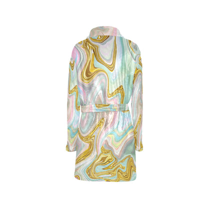 Gold Sweet Marble Women's Fleece Robe