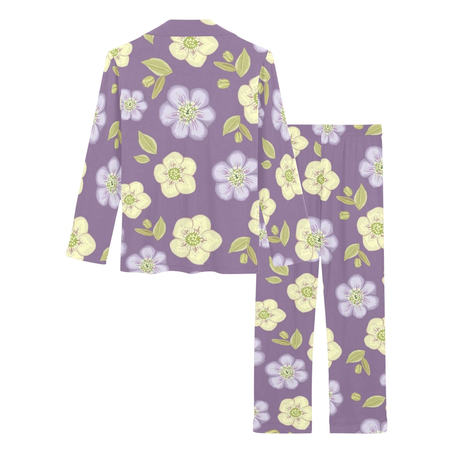 Anemone Pattern Print Design AM013 Women's Long Pajama Set