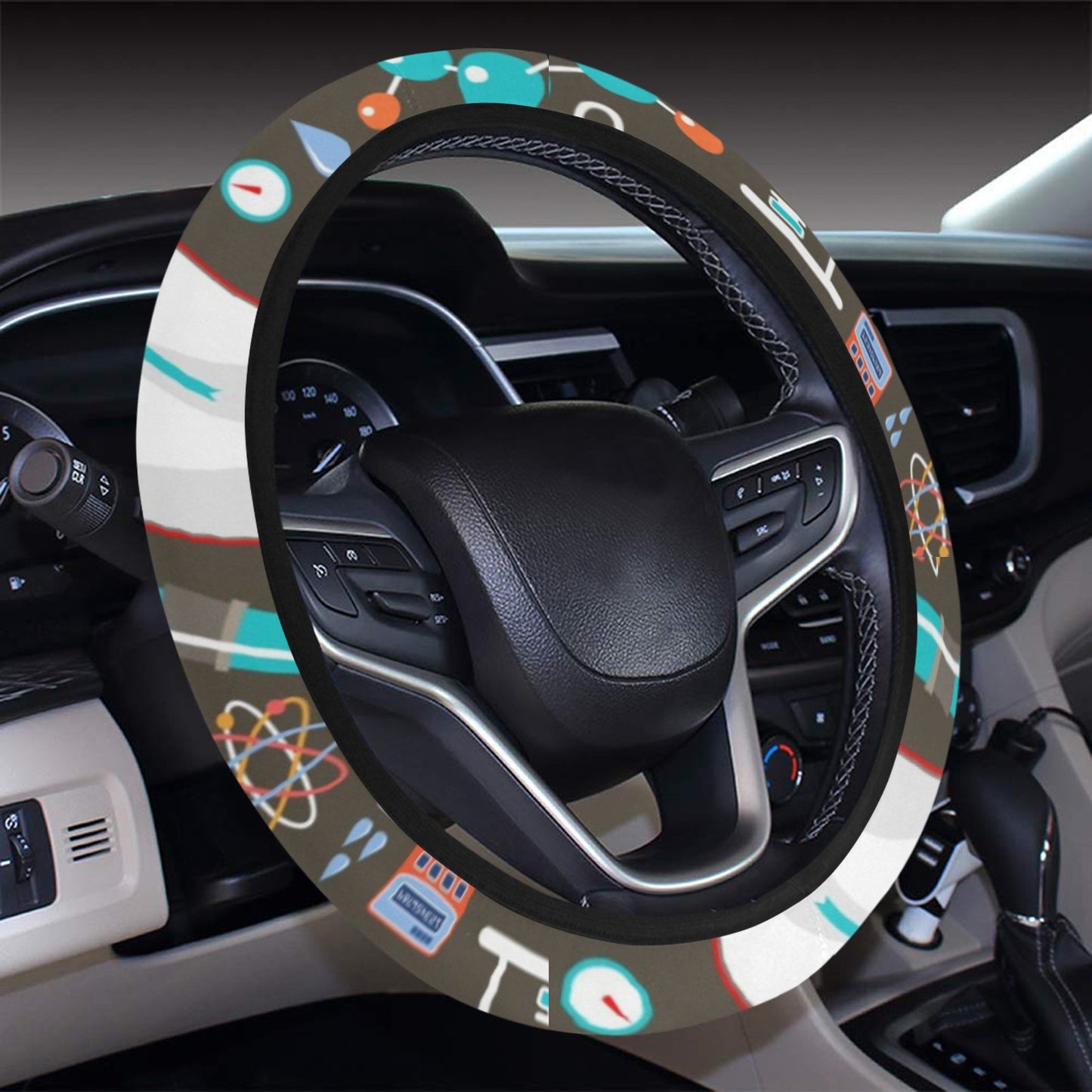 Science Print Design LKS303 Steering Wheel Cover with Elastic Edge