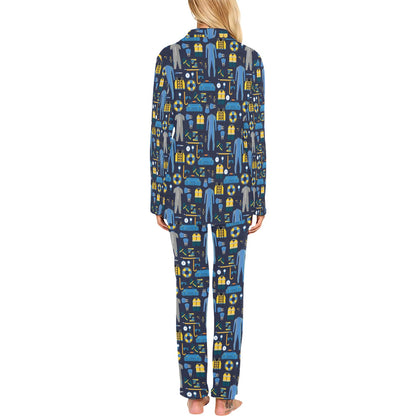 Scuba Equipment Print Design LKS305 Women's Long Pajama Set