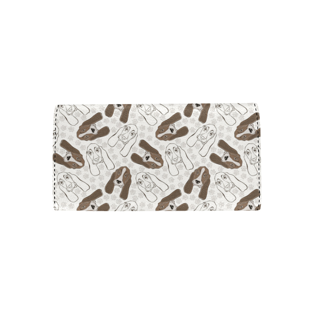 Basset Hound Pattern Print Design 01 Women's Trifold Wallet