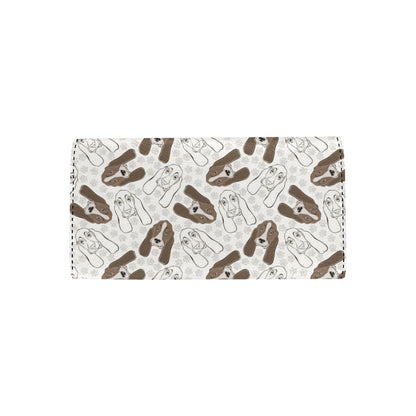 Basset Hound Pattern Print Design 01 Women's Trifold Wallet
