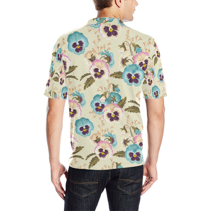 Pansy Pattern Print Design A02 Men Polo Shirt
