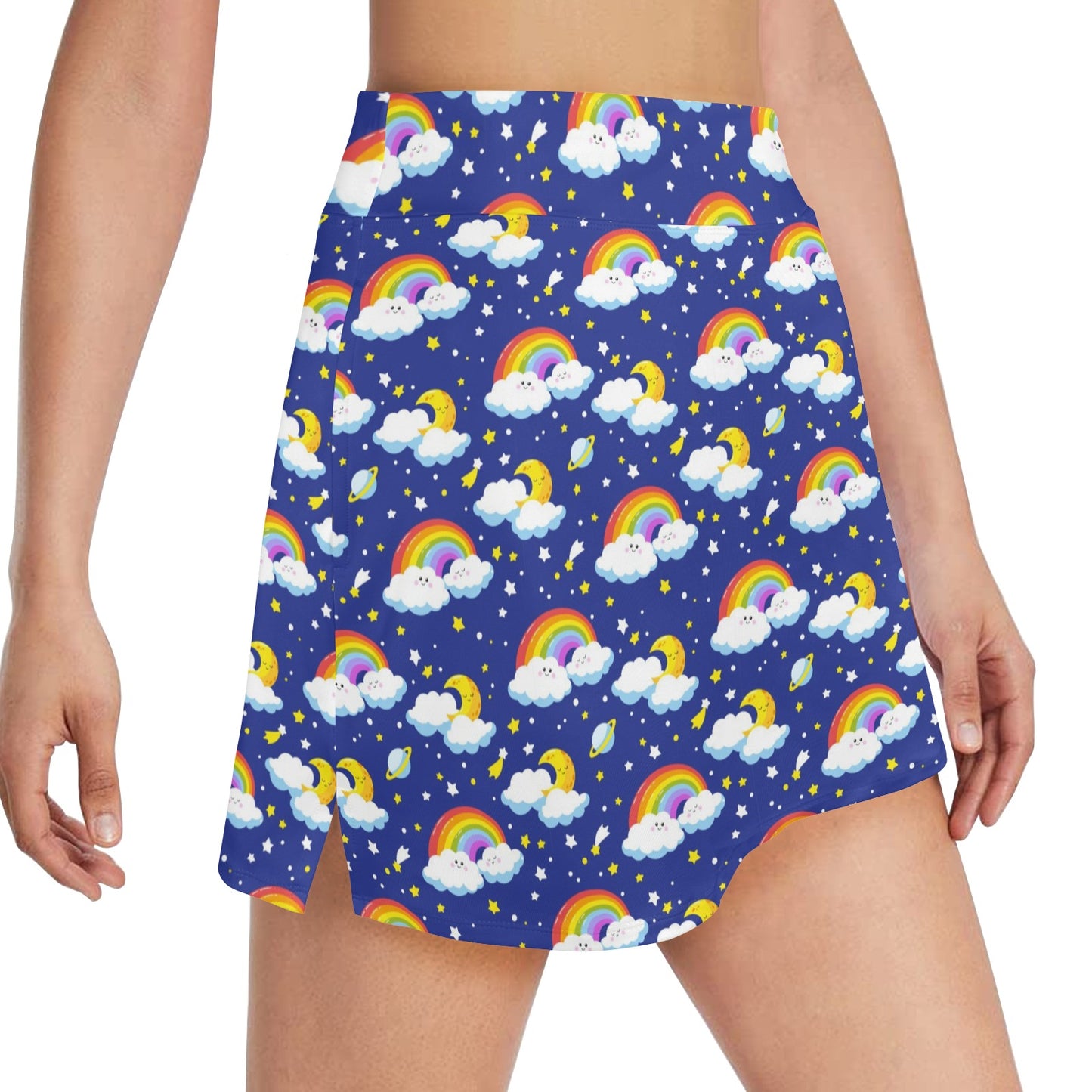 Rainbow Space Design Print 17" Golf & Pickleball Skort with Pockets
