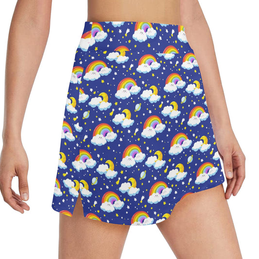 Rainbow Space Design Print 17" Golf & Pickleball Skort with Pockets