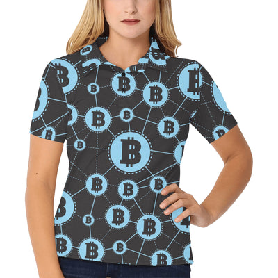 Cryptocurrency Pattern Print Design 02 Women's Polo Shirt