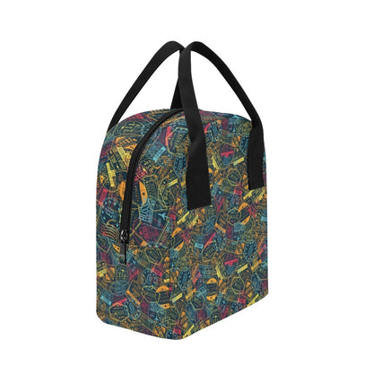 Travel Stamp Colorful Print Design LKS304 Insulated Lunch Bag