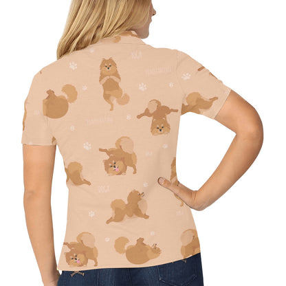 Pomeranians Pattern Print Design A06 Women's Polo Shirt