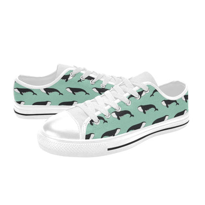 Whale Print Design LKS307 Women's White Low Top Shoes