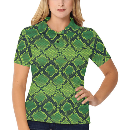 Python Green Pattern Print Design A01 Women's Polo Shirt