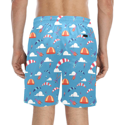 Skydiver Print Design LKS306 Men's Swim Trunks Beach Shorts