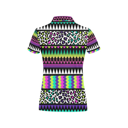Animal Skin Aztec Rainbow Women's Polo Shirt