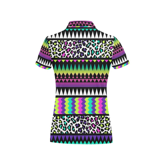 Animal Skin Aztec Rainbow Women's Polo Shirt
