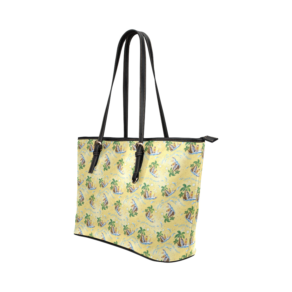 Surf Catch the Wave Design Leather Tote Bag