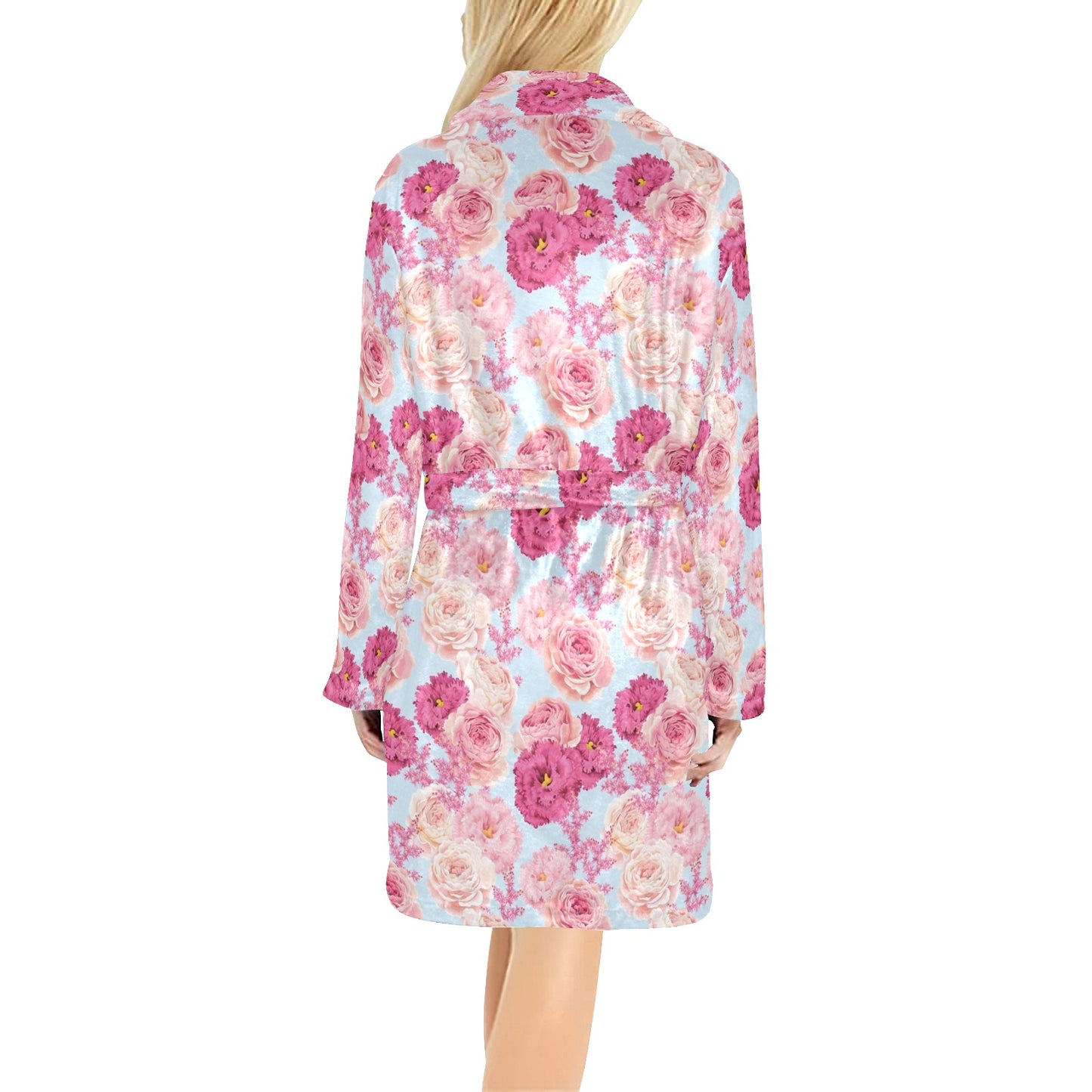 Lisianthus Pattern Print Design LT05 Women's Fleece Robe