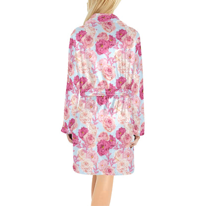 Lisianthus Pattern Print Design LT05 Women's Fleece Robe