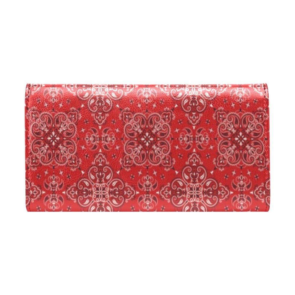 Bandana Red Pattern Print Design LKS3010 Women's Trifold Wallet