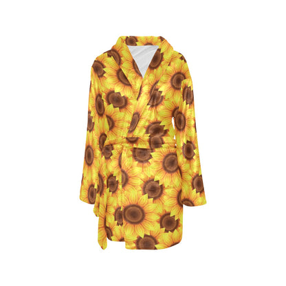 Sunflower Pattern Print Design SF07 Women's Fleece Robe