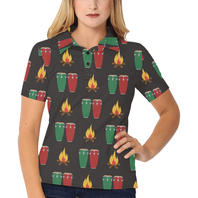 Conga Pattern Print Design 01 Women's Polo Shirt