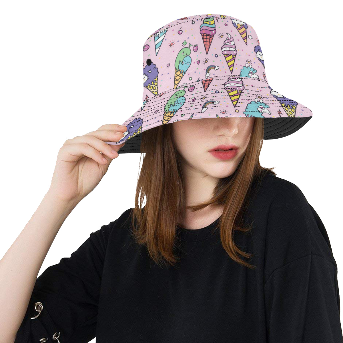 Ice Cream Pattern Print Design IC05 Unisex Bucket Hat