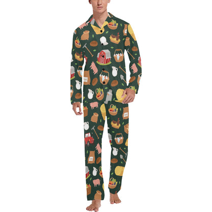 Agricultural Farm Print Design 02 Men's Long Pajama Set