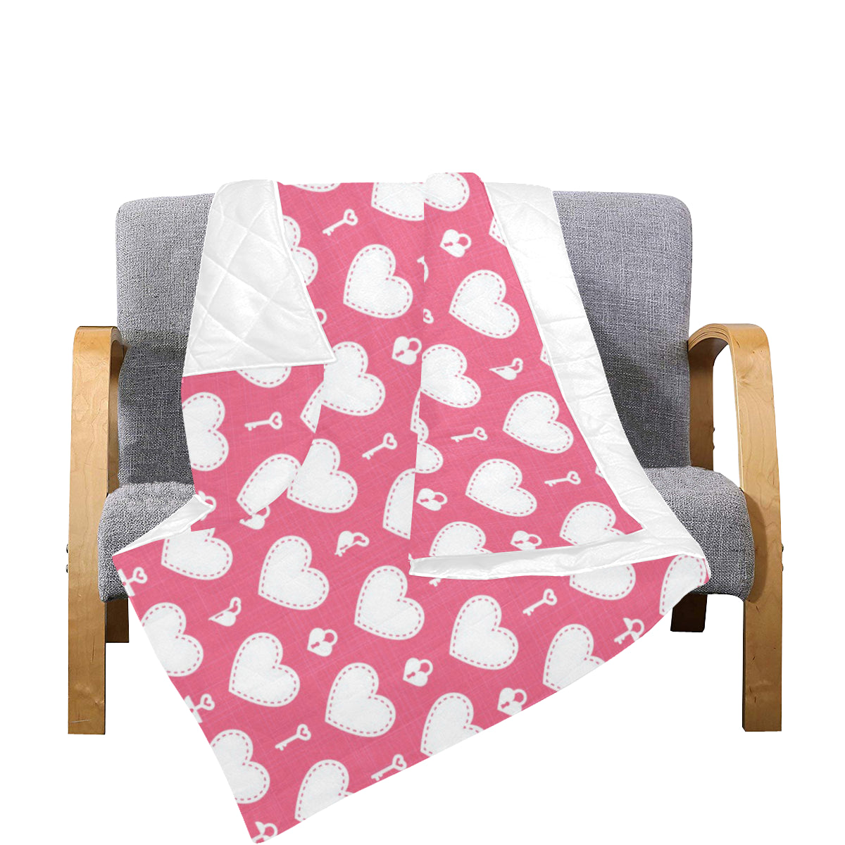Heart Key Pattern Print Design HE09 Premium Quilt