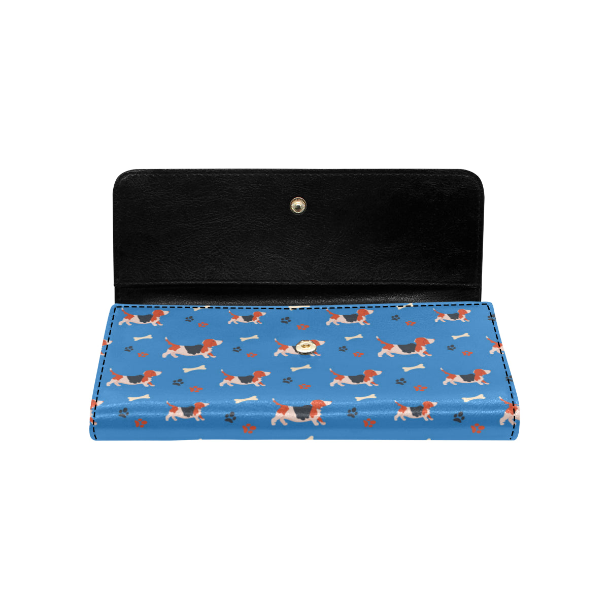 Basset Hound Pattern Print Design 02 Women's Trifold Wallet