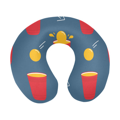 Beer Pong Pattern Print Design 02 U-Shaped Travel Neck Pillow