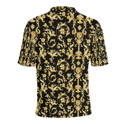 Baroque Golden Pattern Print Design 04 Men Polo Shirt